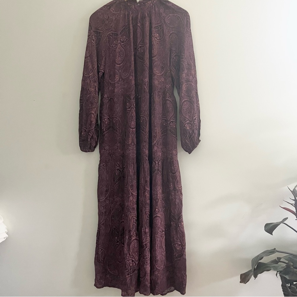 A New Day Target Long Sleeve Paisley Maxi Dress in Plum Purple Women’s Sz S Boho - Picture 2 of 11